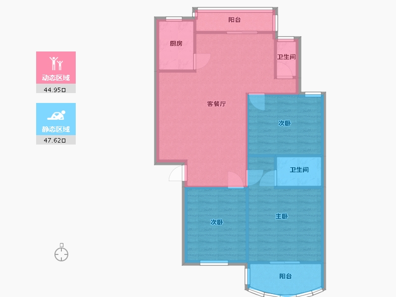 湖南省-长沙市-德政园明心苑-84.62-户型库-动静分区