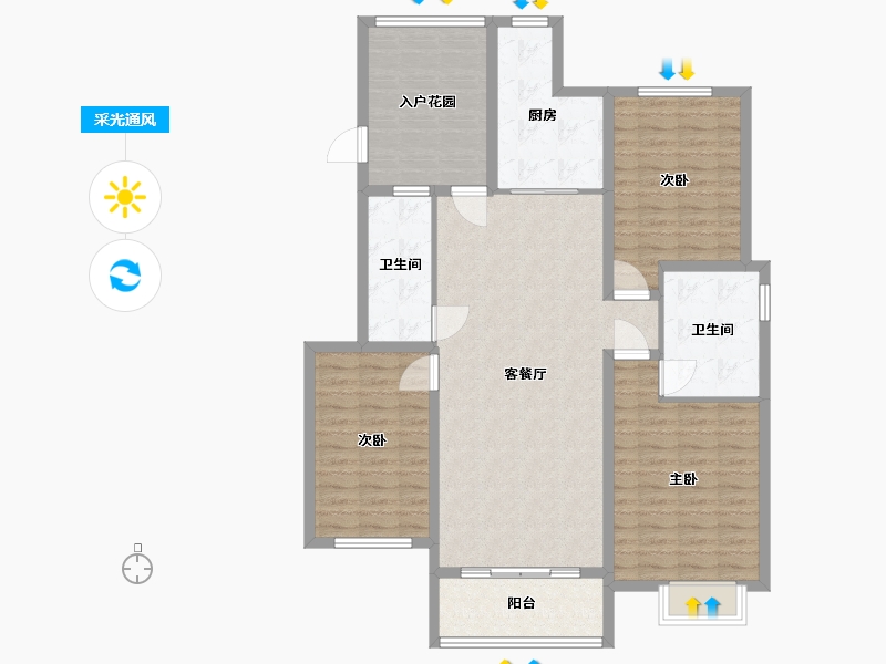 河南省-郑州市-万业金城国际-121.55-户型库-采光通风