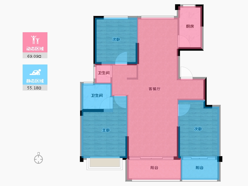 江苏省-扬州市-蓝湾华府-113.01-户型库-动静分区