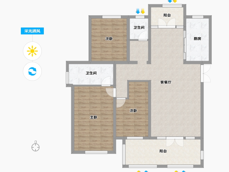 黑龙江省-哈尔滨市-玫瑰湾智园-123.75-户型库-采光通风