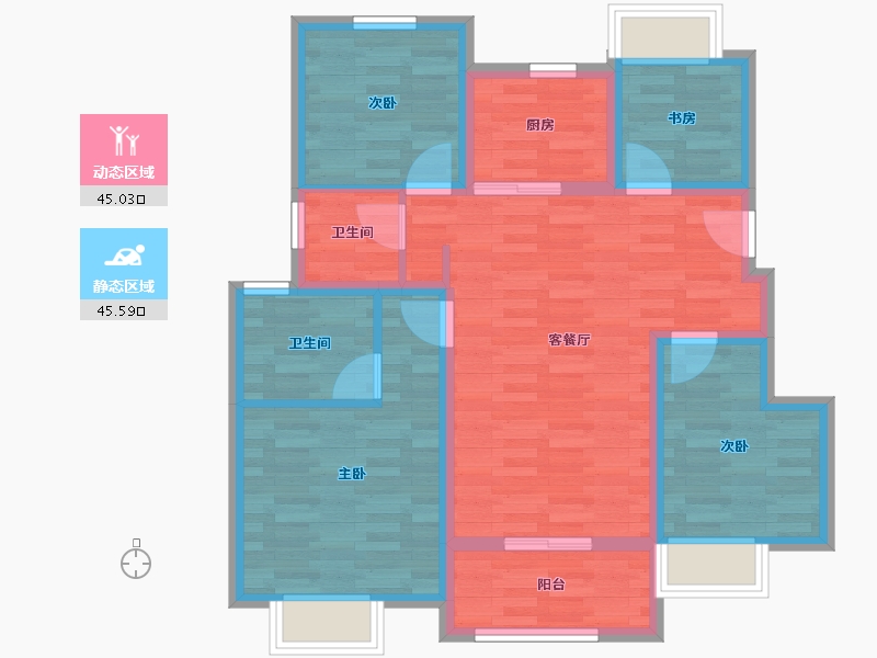 江苏省-南京市-正荣悦东府-80.00-户型库-动静分区