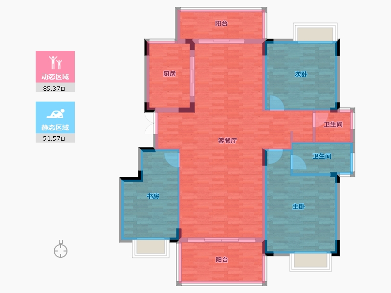 湖北省-宜昌市-上上城壹号院-125.01-户型库-动静分区