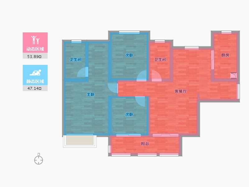 陕西省-西安市-御锦城-89.02-户型库-动静分区