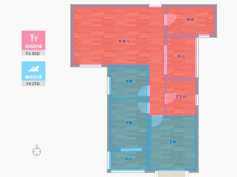 河北省-邢台市-中钢蓝庭-76.67-户型库-动静分区