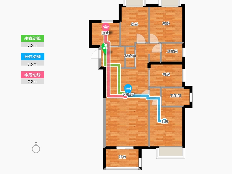 湖南省-长沙市-万科魅力之城-87.96-户型库-动静线