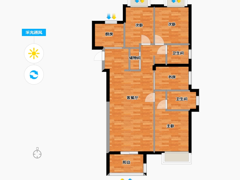 湖南省-长沙市-万科魅力之城-87.96-户型库-采光通风