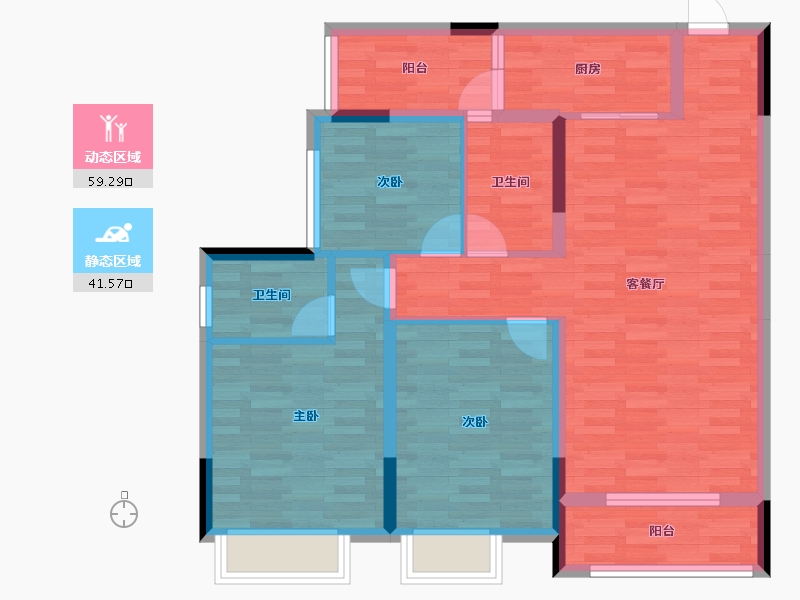 重庆-重庆市-鸿鸥・未来城-89.90-户型库-动静分区