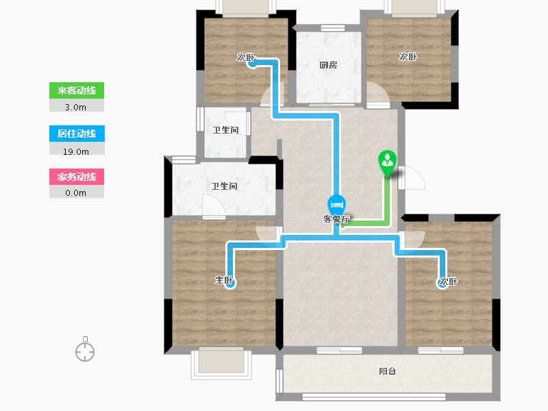 江苏省-无锡市-龙湖天璞-97.44-户型库-动静线