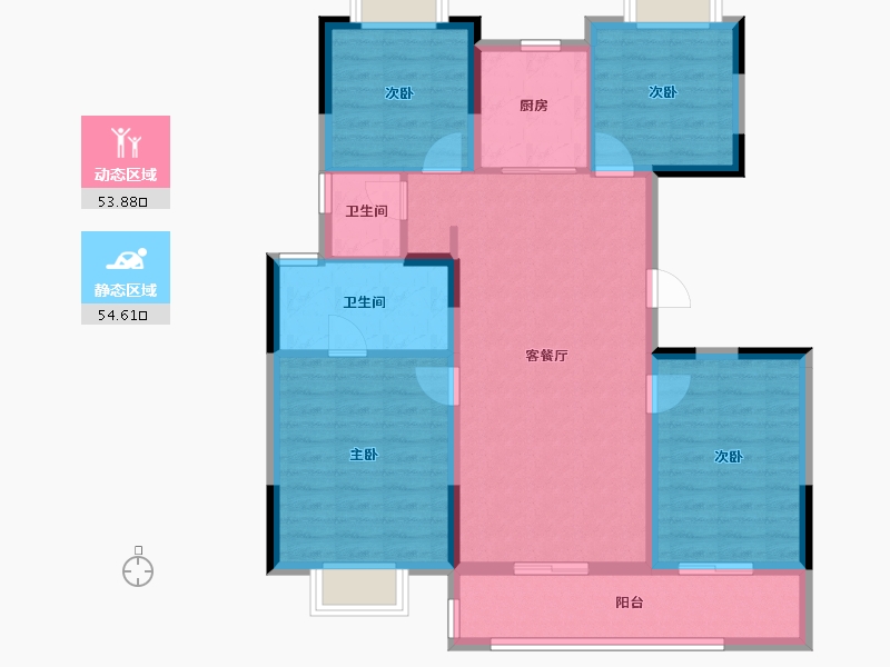 江苏省-无锡市-龙湖天璞-97.44-户型库-动静分区