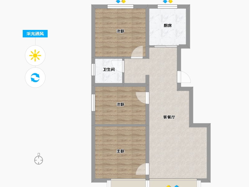 吉林省-吉林市-万科莱茵小镇-67.73-户型库-采光通风