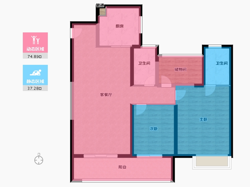 江苏省-苏州市-湖心溪岸-101.00-户型库-动静分区