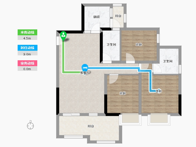 四川省-绵阳市-铂金公馆-85.08-户型库-动静线