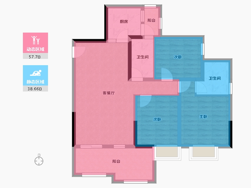 四川省-绵阳市-铂金公馆-85.08-户型库-动静分区