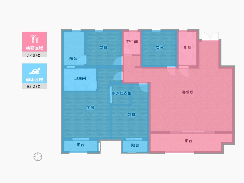 陕西省-西安市-湖光山色-143.90-户型库-动静分区