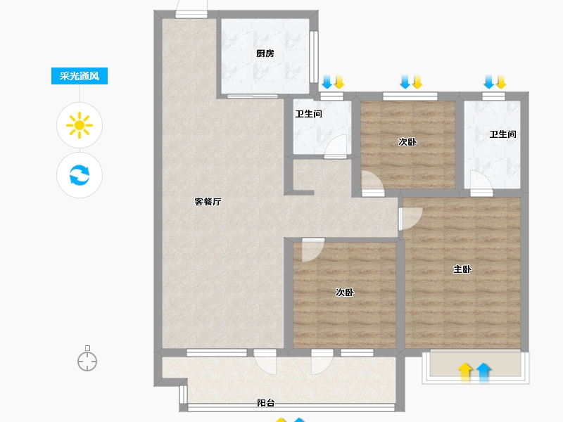 山东省-烟台市-天泰学府壹号-96.79-户型库-采光通风