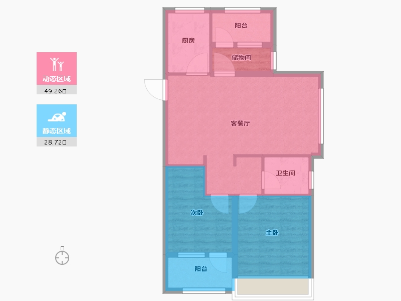 山东省-烟台市-天泰学府壹号-69.59-户型库-动静分区