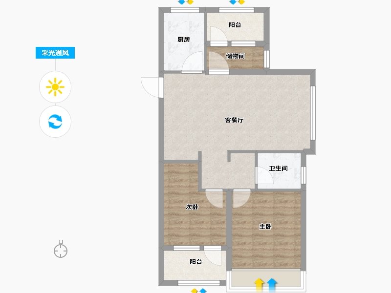 山东省-烟台市-天泰学府壹号-69.59-户型库-采光通风