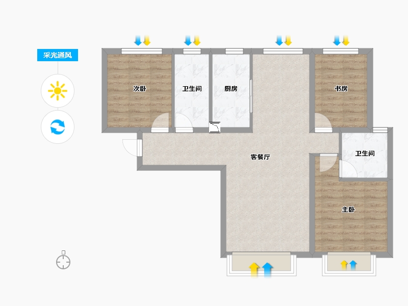 甘肃省-兰州市-保利・领秀山-81.95-户型库-采光通风