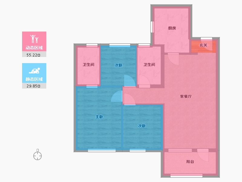 辽宁省-沈阳市-新湖仙林金谷-75.90-户型库-动静分区