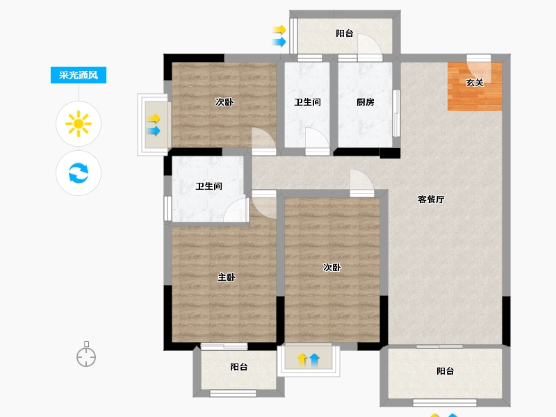 四川省-成都市-成金金语湾-101.75-户型库-采光通风