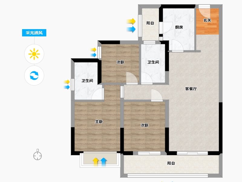 四川省-成都市-旭辉碧桂园云樾名邸-83.35-户型库-采光通风