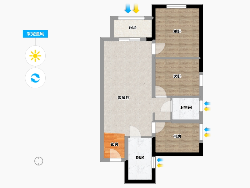 四川省-成都市-万科碧桂园公园大道-63.50-户型库-采光通风