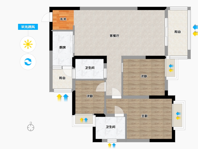 四川省-成都市-河畔府邸-92.47-户型库-采光通风