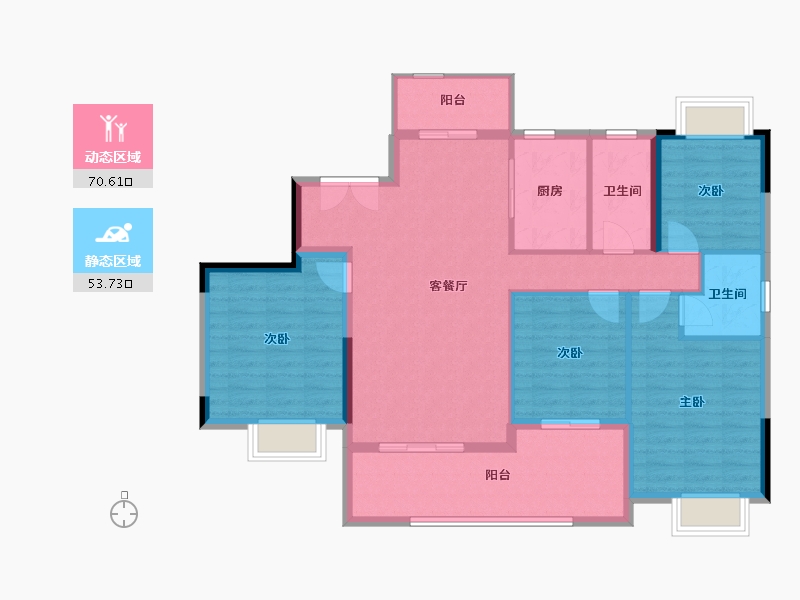 湖北省-天门市-西湖阳光一号大公馆-112.80-户型库-动静分区