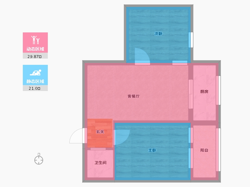 陕西省-西安市-中原新村-44.46-户型库-动静分区