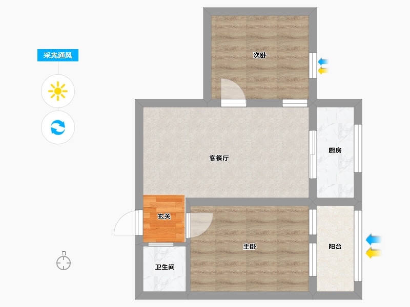 陕西省-西安市-中原新村-44.46-户型库-采光通风