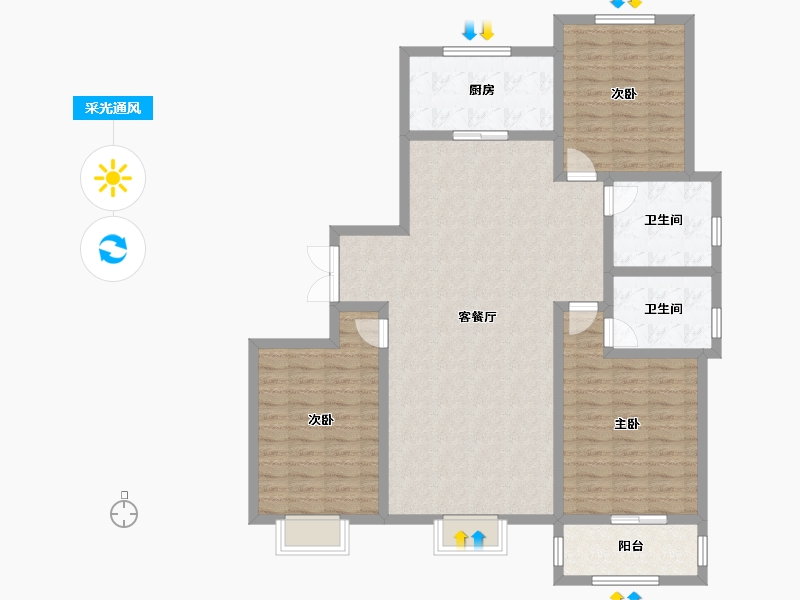 甘肃省-平凉市-世纪花园B区三期-123.01-户型库-采光通风