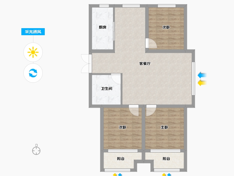 山东省-烟台市-景和园-86.28-户型库-采光通风