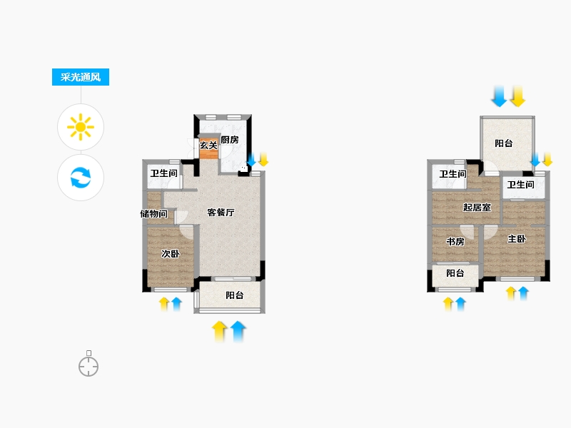 上海-上海市-光明�庐-92.00-户型库-采光通风