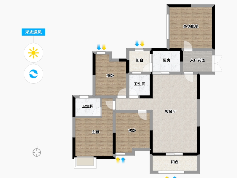 四川省-巴中市-江与城-105.45-户型库-采光通风