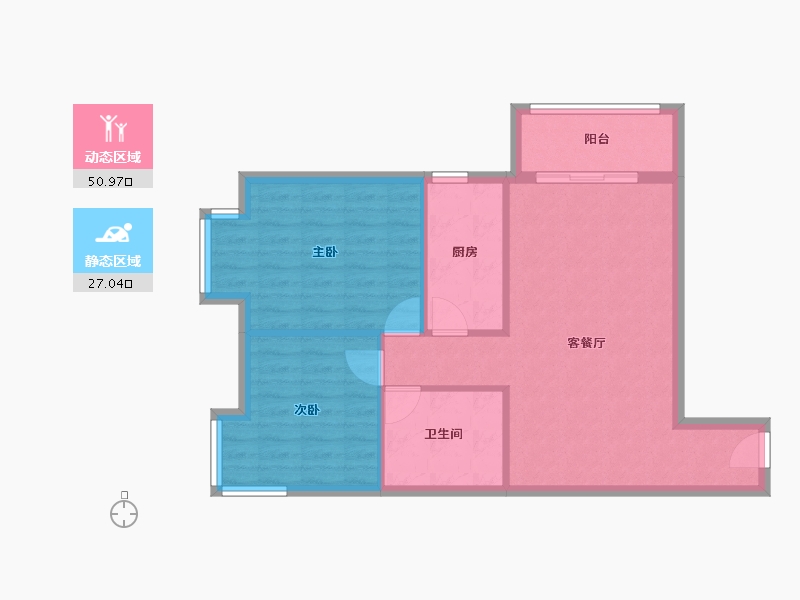 北京-北京市-首座绿洲-70.76-户型库-动静分区