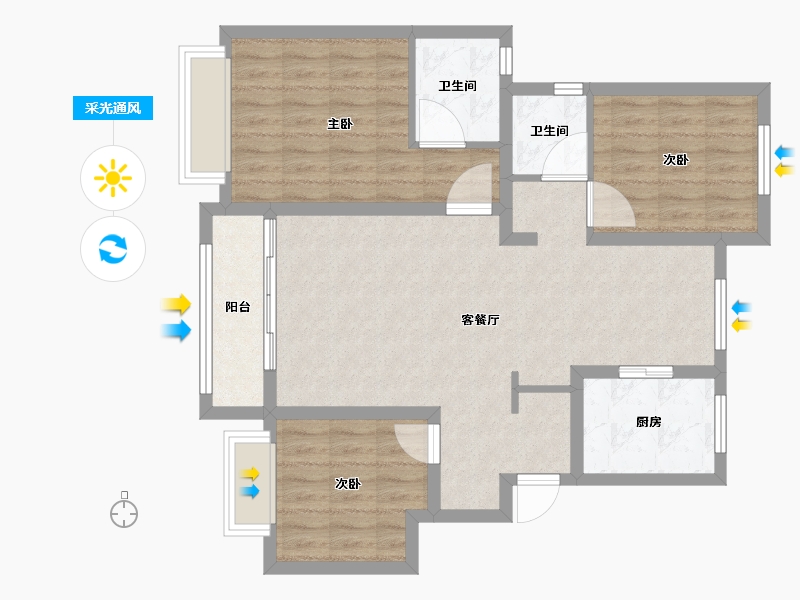 天津-天津市-正荣府-88.00-户型库-采光通风