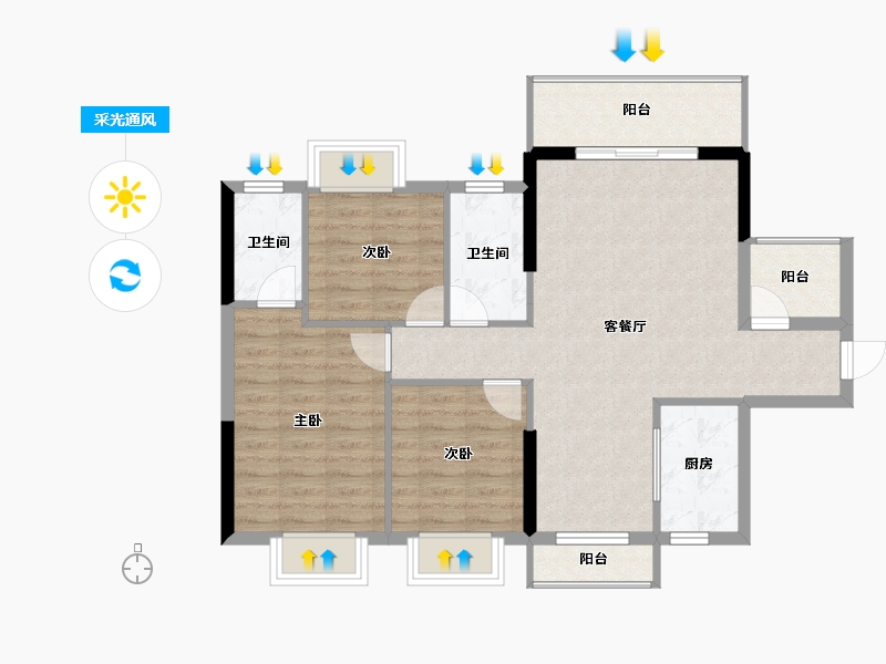 湖南省-长沙市-乾隆世家-86.54-户型库-采光通风