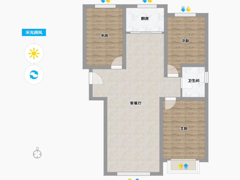 内蒙古自治区-包头市-东方壹号院-86.01-户型库-采光通风