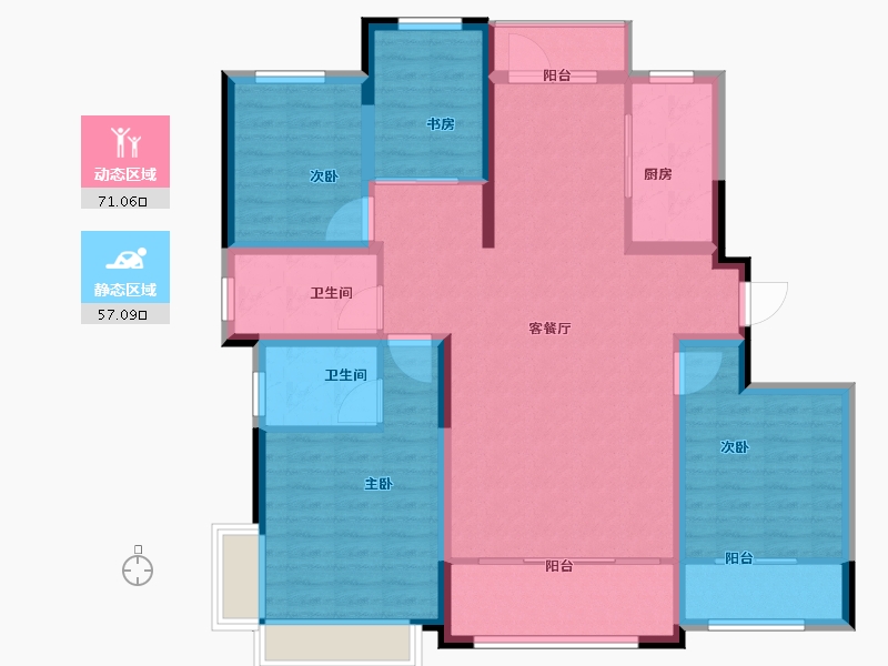 山东省-青岛市-鑫江合院-115.00-户型库-动静分区