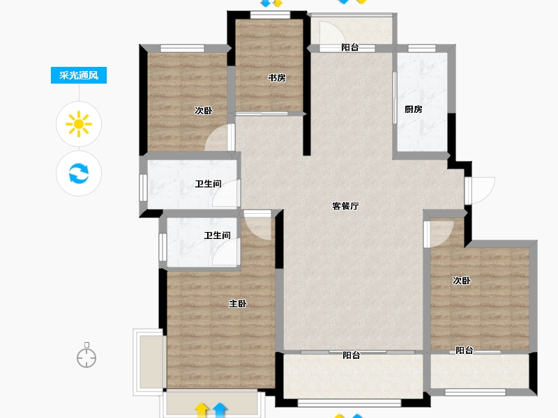 山东省-青岛市-鑫江合院-115.00-户型库-采光通风