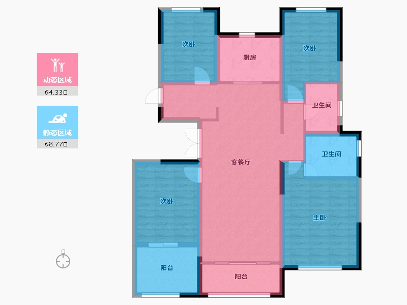 宁夏回族自治区-银川市-兴庆府2号院-119.96-户型库-动静分区