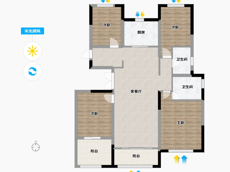 宁夏回族自治区-银川市-兴庆府2号院-119.96-户型库-采光通风