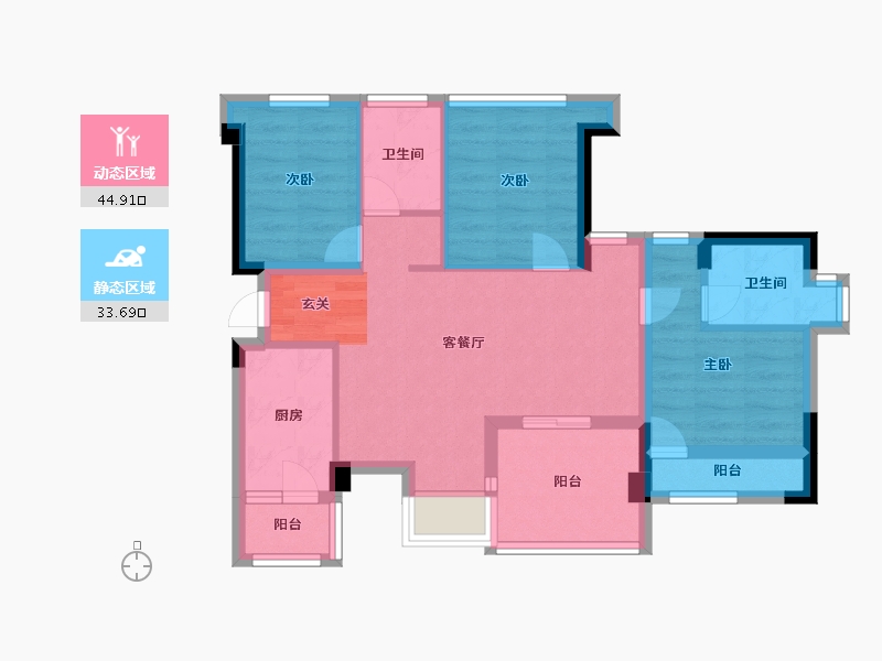 广东省-深圳市-宝昌利御景御峰公馆-68.22-户型库-动静分区