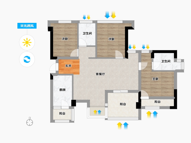 广东省-深圳市-宝昌利御景御峰公馆-68.22-户型库-采光通风