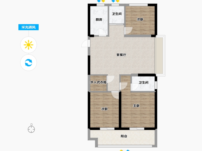 江苏省-徐州市-碧桂园-90.15-户型库-采光通风