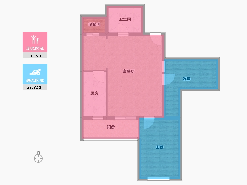 北京-北京市-阳光四季-64.80-户型库-动静分区