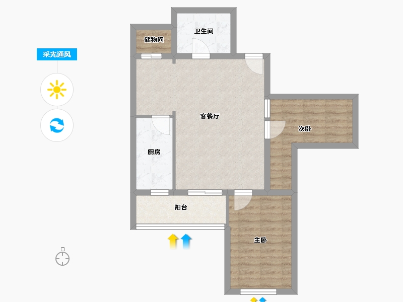 北京-北京市-阳光四季-64.80-户型库-采光通风