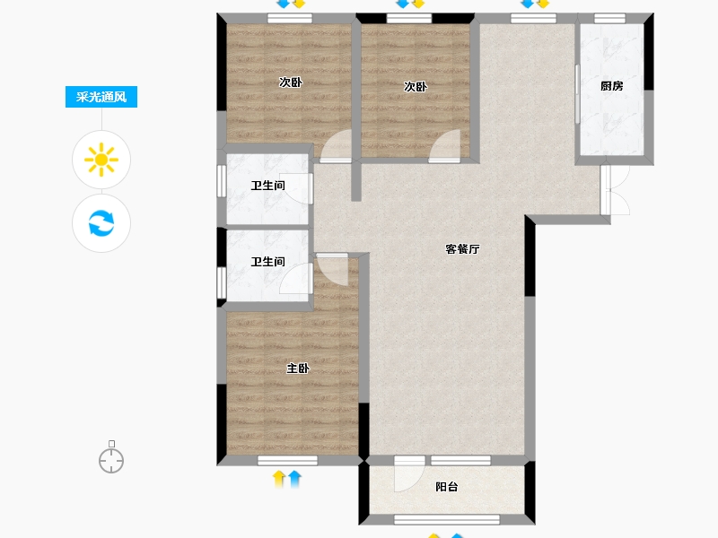 辽宁省-盘锦市-明月湾-95.88-户型库-采光通风