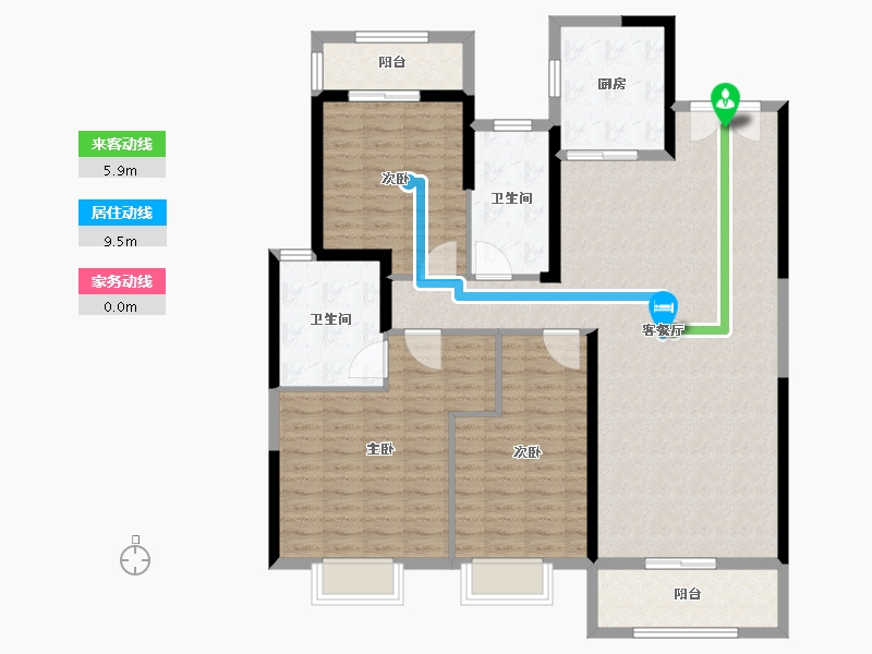 湖北省-武汉市-大华滨江天地三期铂金瑞府-130.00-户型库-动静线