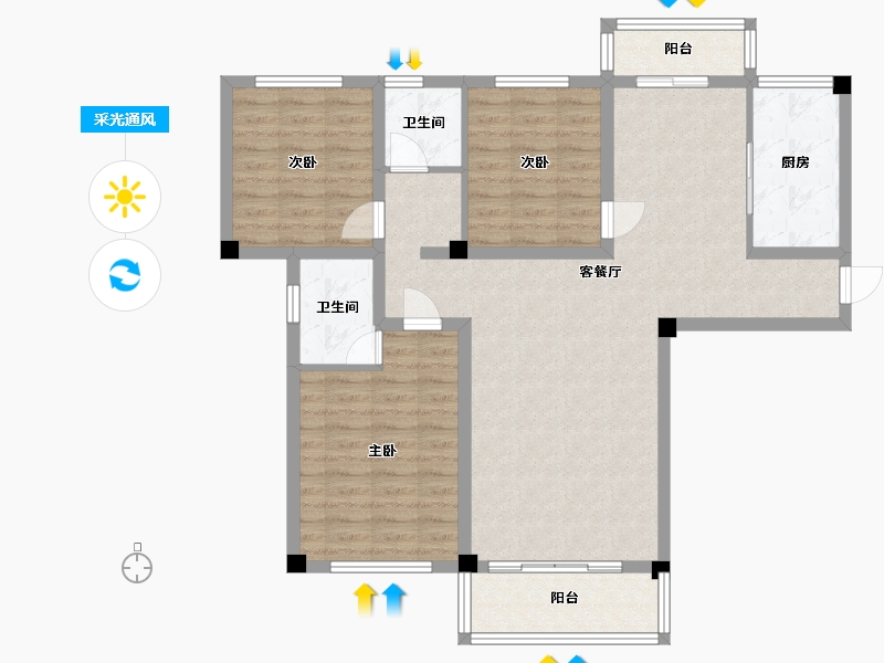 贵州省-黔南布依族苗族自治州-鸿申翡翠城-101.42-户型库-采光通风